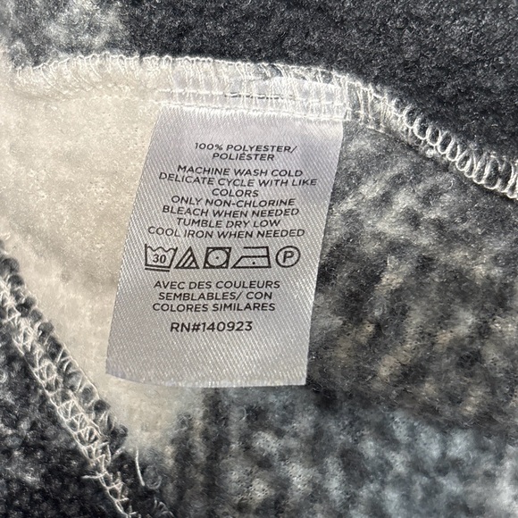 LOFT Buffalo Plaid Sherpa Snap Collar Top Black White Granola Lumberjack SZ S - Picture 6 of 6